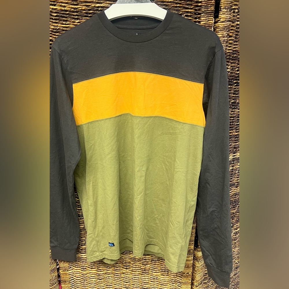 Kavu-Mens Untracked LS Colorblock Long Sleeve Shirt - Black/Orange/Green,‎ Small